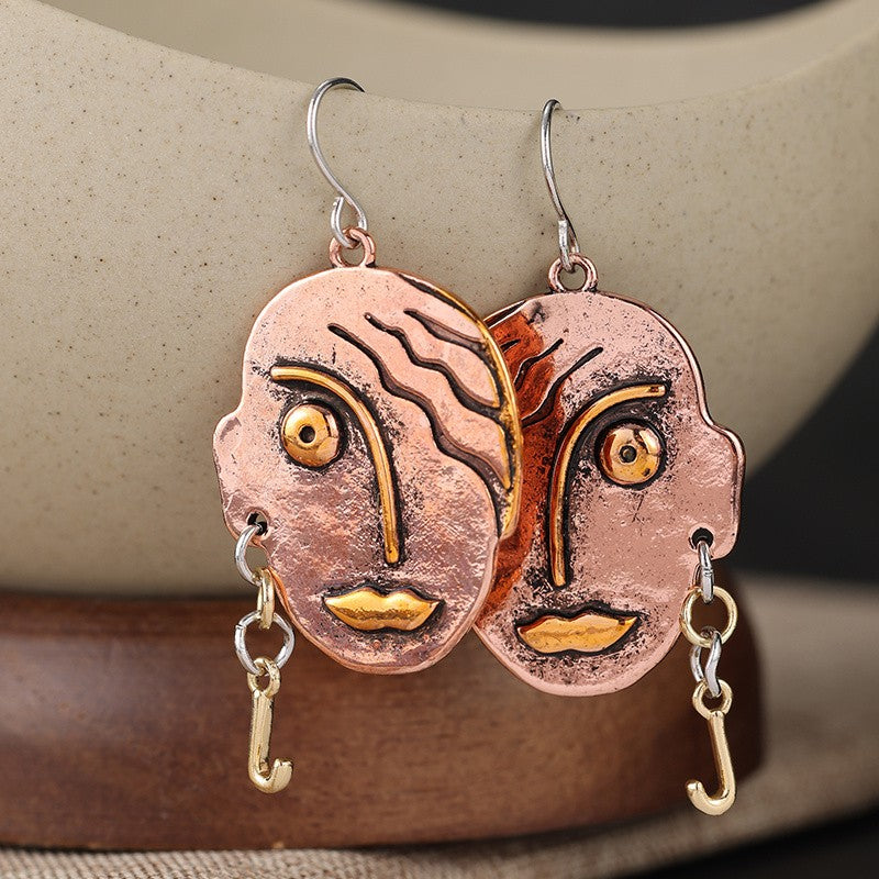 Abstract Face Relief Earrings