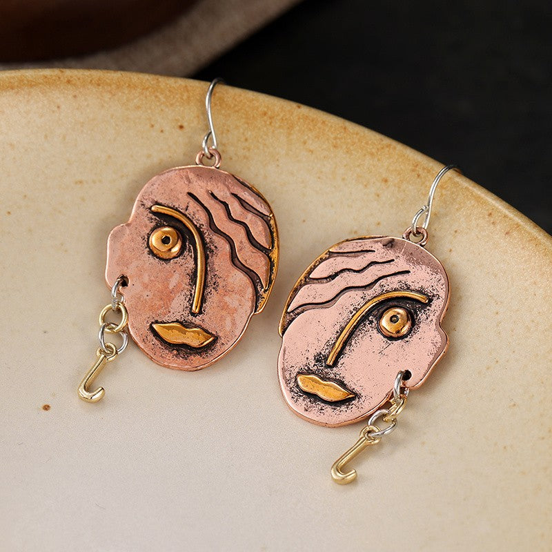 Abstract Face Relief Earrings