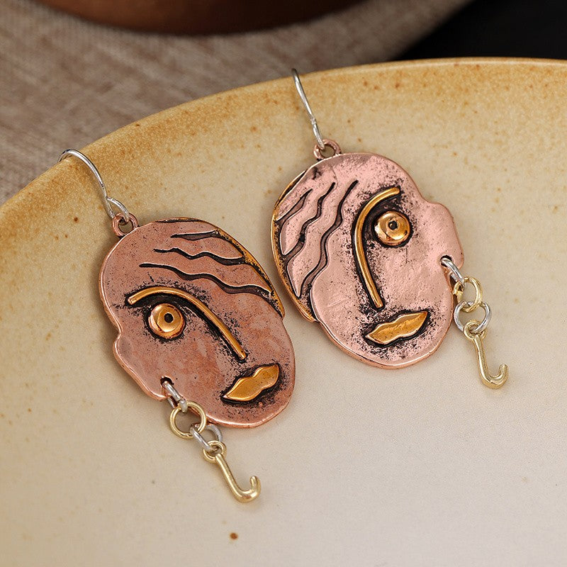 Abstract Face Relief Earrings