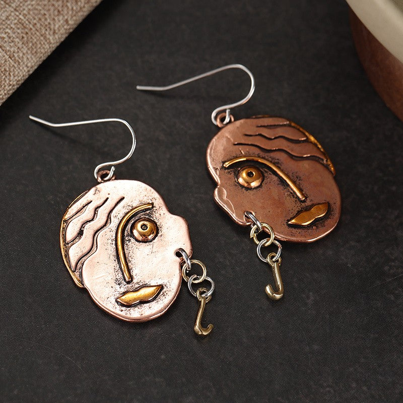 Abstract Face Relief Earrings