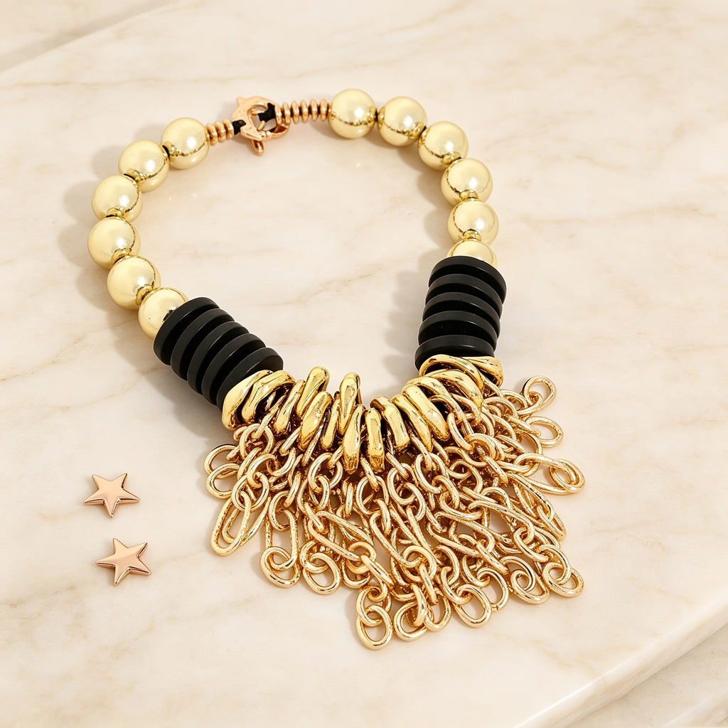 Vintage Beaded Tassel Necklace