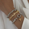 Multi-Layer Irregular Pearl & Heart Bracelet
