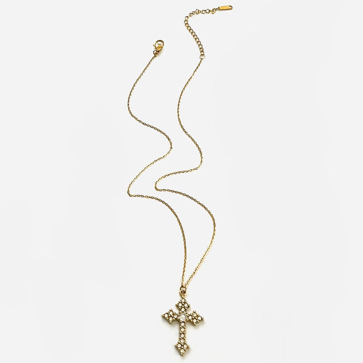 Layered Cross Stone Necklace